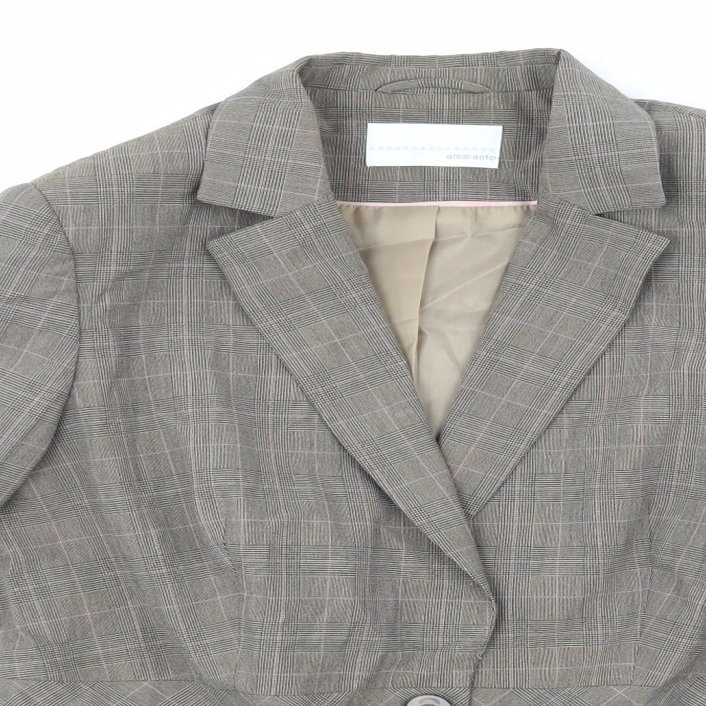 AMARANTO Womens Brown Check  Jacket Blazer Size 16