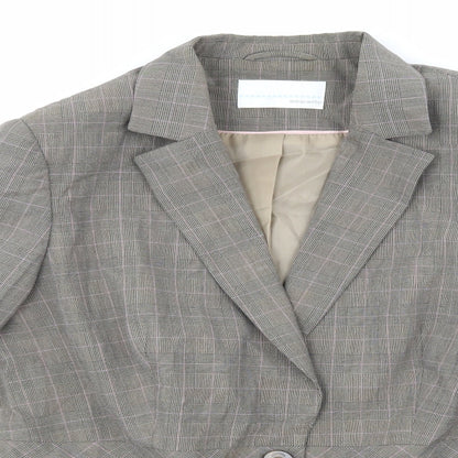 AMARANTO Womens Brown Check  Jacket Blazer Size 16