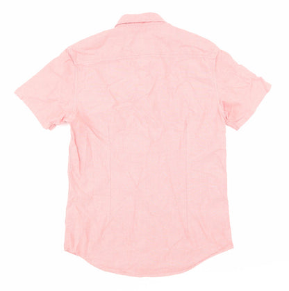 Mens UK Size S Burton Pink  Button-Up Short Sleeve Casual Shirt