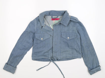 Boohoo Womens Blue Floral Denim Jacket  Size 8