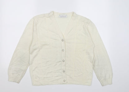 FUTURE LADY Womens Ivory  Knit Cardigan Jumper Size L