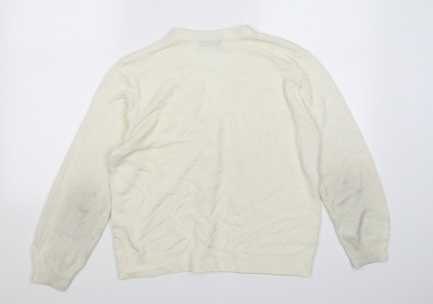 FUTURE LADY Womens Ivory  Knit Cardigan Jumper Size L