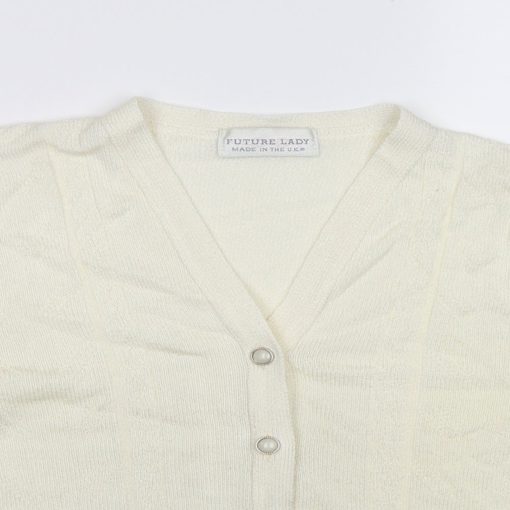 FUTURE LADY Womens Ivory  Knit Cardigan Jumper Size L