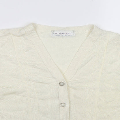 FUTURE LADY Womens Ivory  Knit Cardigan Jumper Size L