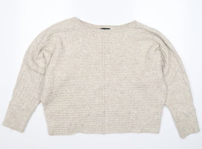 New Look Womens Beige Striped Knit Pullover Jumper Size L