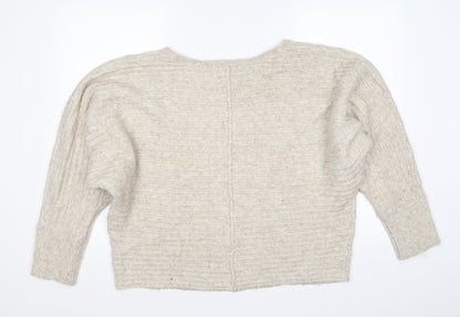 New Look Womens Beige Striped Knit Pullover Jumper Size L