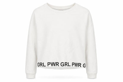 Primark Girls White  Jersey Pullover Sweatshirt Size 13-14 Years  - girl power