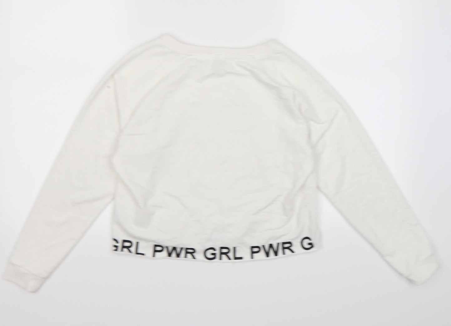 Primark Girls White  Jersey Pullover Sweatshirt Size 13-14 Years  - girl power