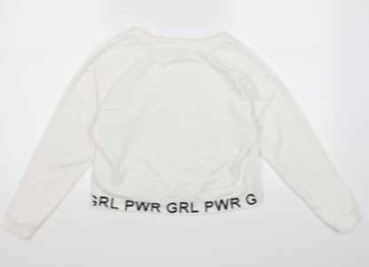 Primark Girls White  Jersey Pullover Sweatshirt Size 13-14 Years  - girl power