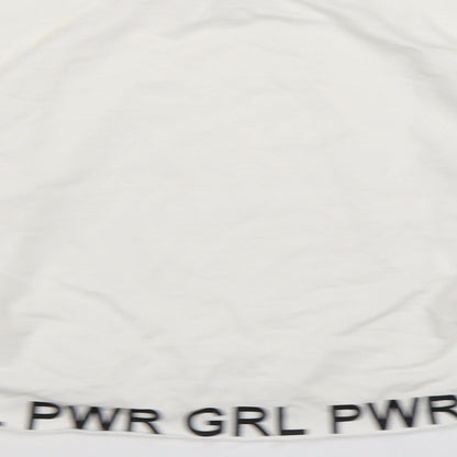 Primark Girls White  Jersey Pullover Sweatshirt Size 13-14 Years  - girl power