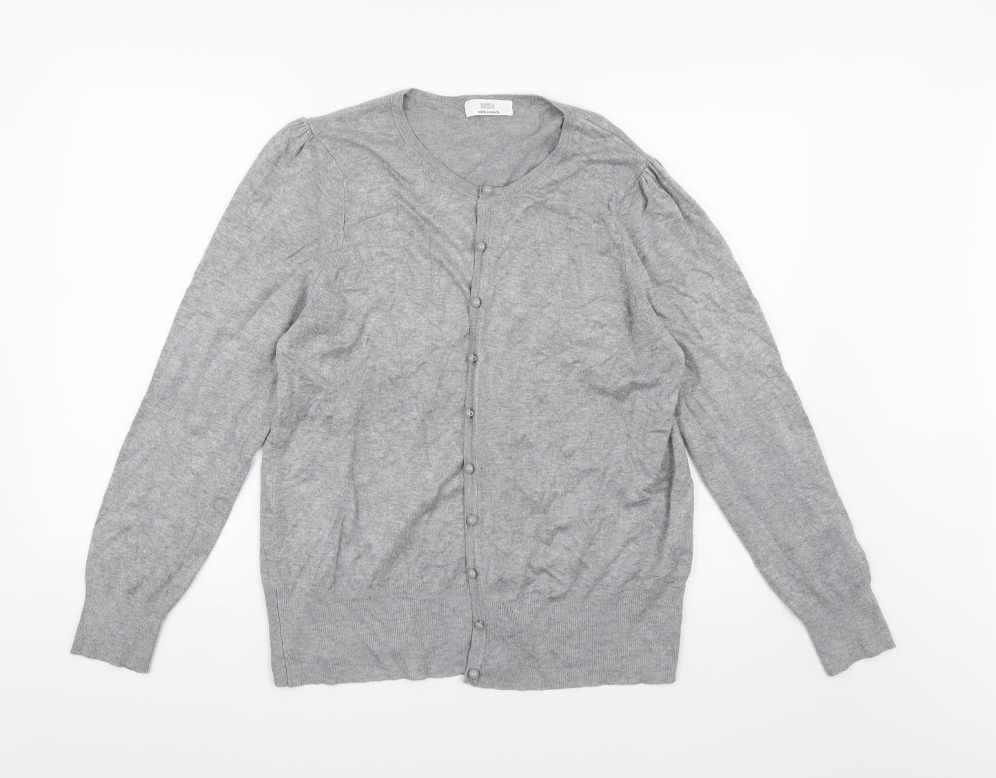 amrks Womens Grey  Knit Cardigan Jumper Size 20