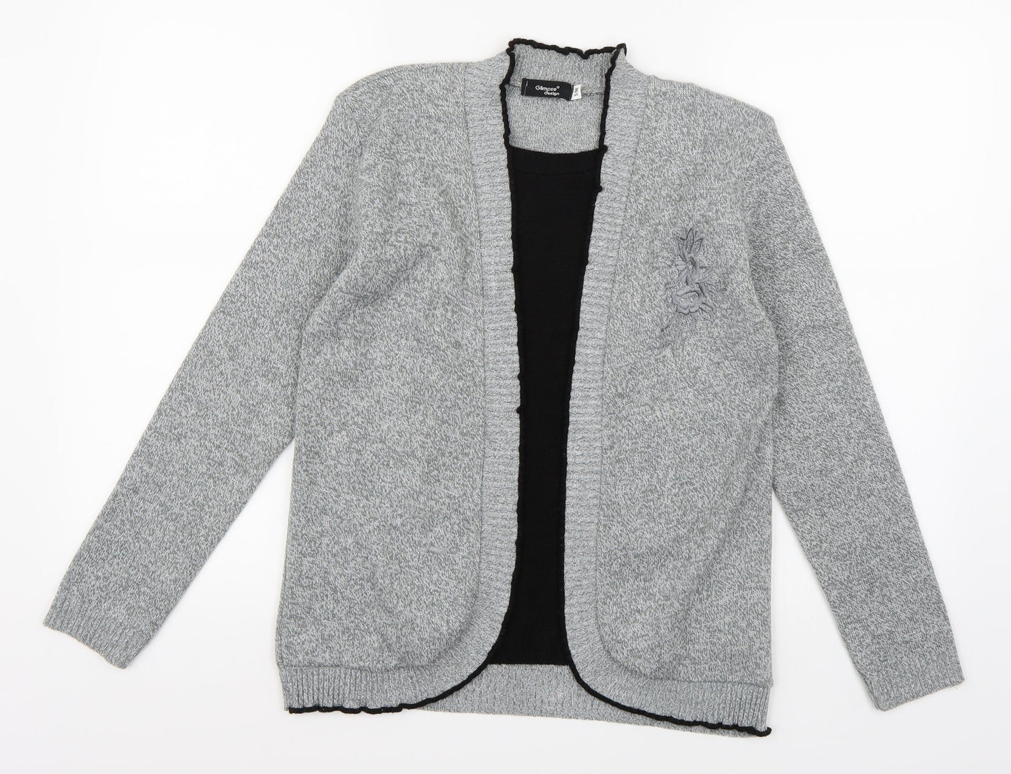 Glimpse Design Womens Grey  Knit Cardigan Jumper Size S