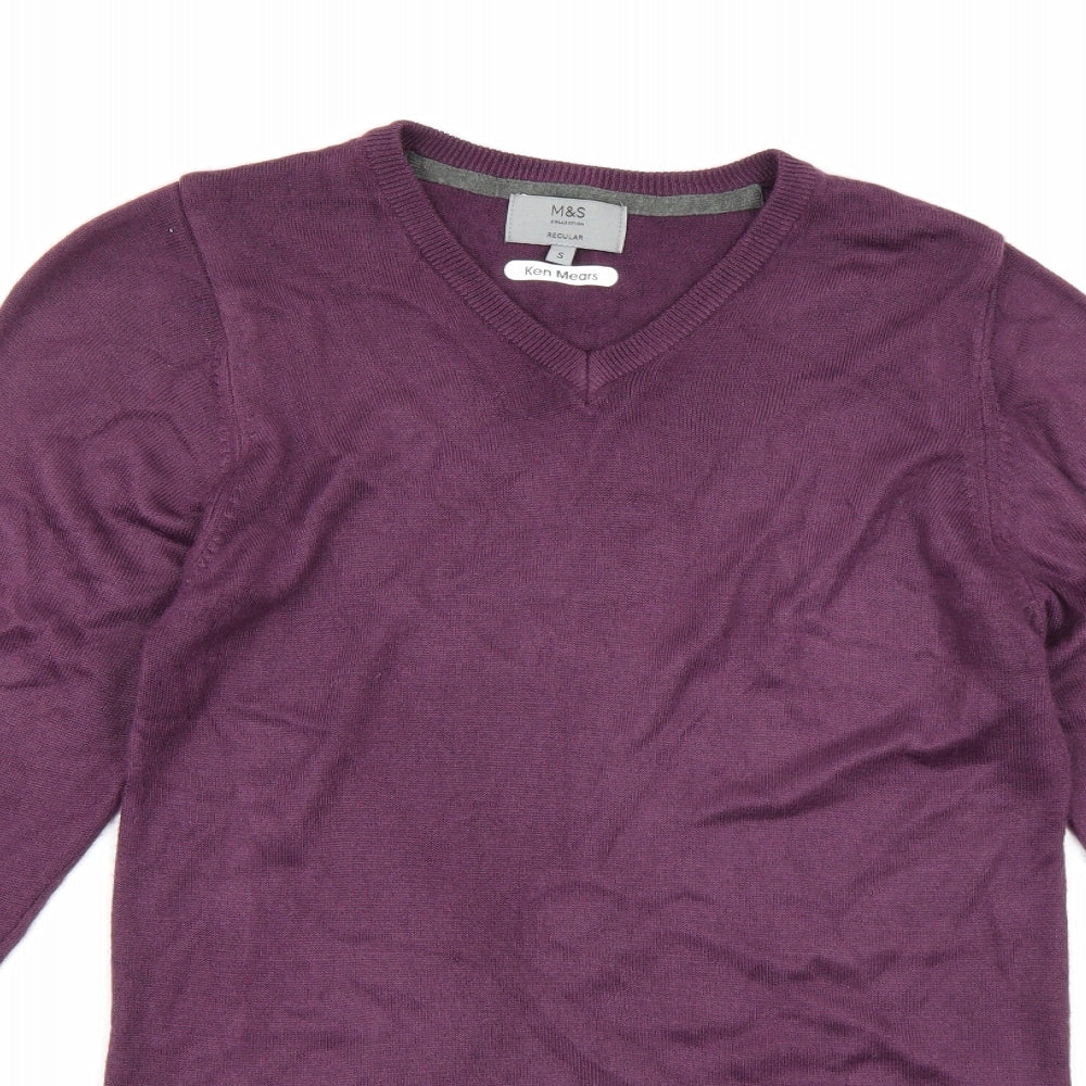 Marks and Spencer Mens Purple  Knit Pullover Jumper Size S