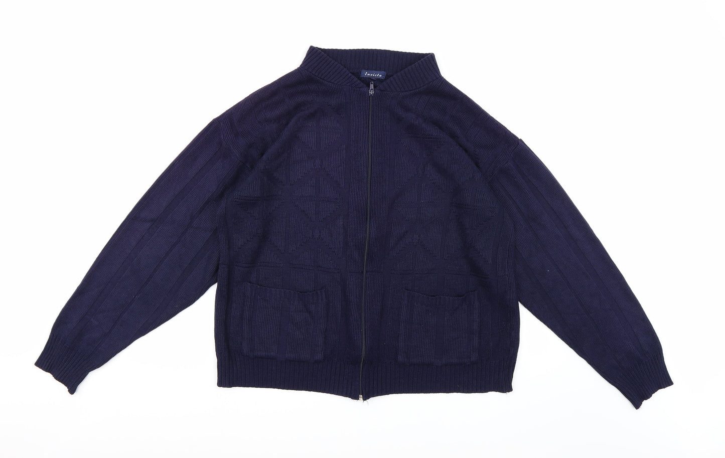 Invicta Mens Blue  Knit Full Zip Jumper Size M