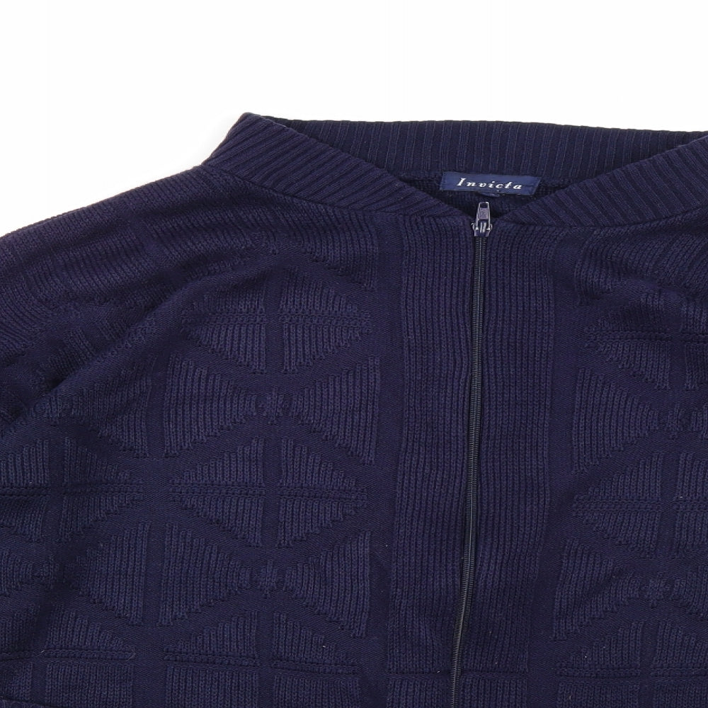 Invicta Mens Blue  Knit Full Zip Jumper Size M