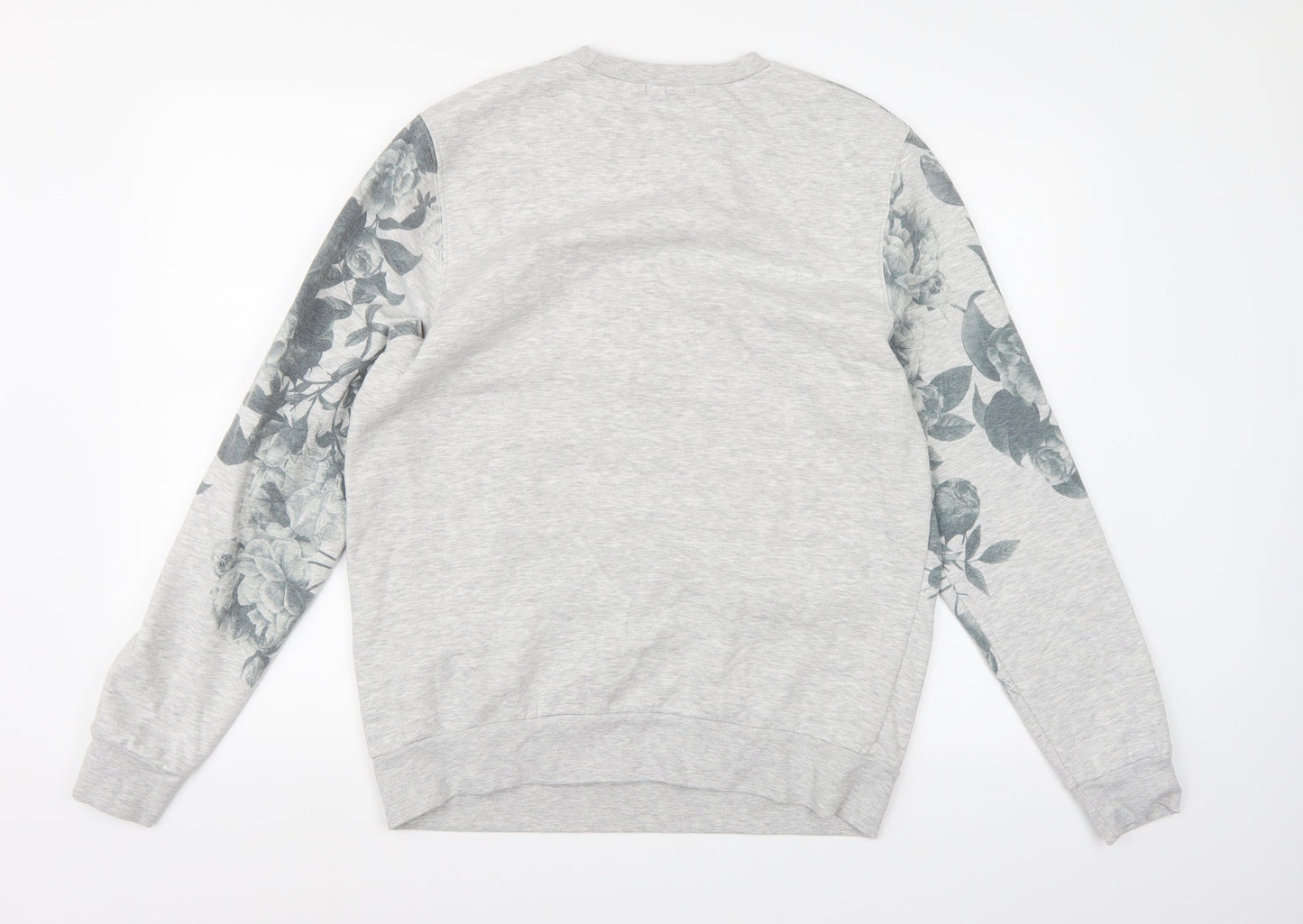 Topman Mens Grey Floral Jersey Pullover Sweatshirt Size M