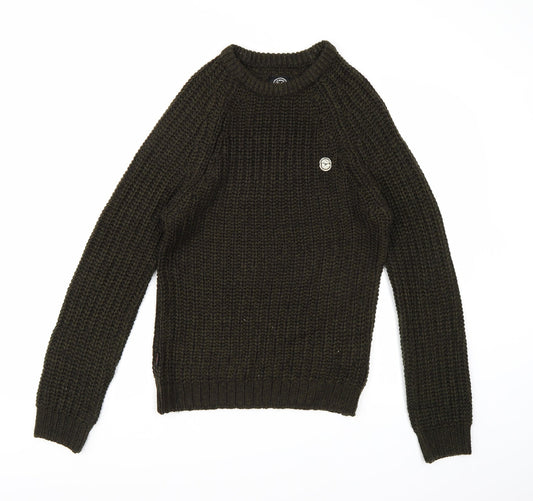 Le Breve Mens Green  Knit Pullover Jumper Size S