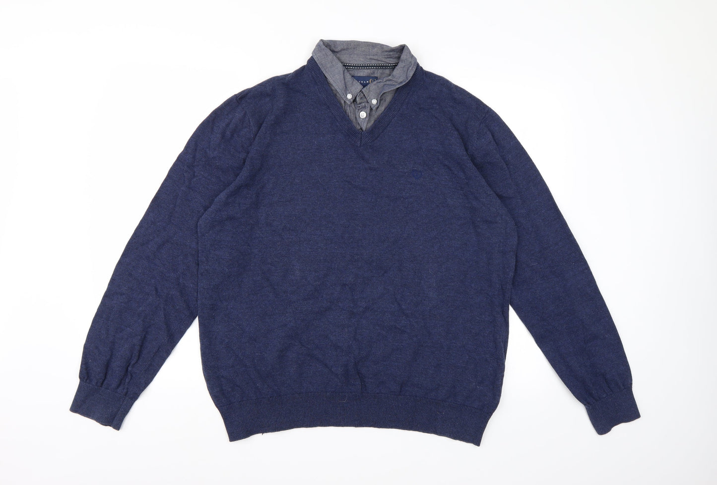 Lincoln Mens Blue  Knit Pullover Jumper Size XL