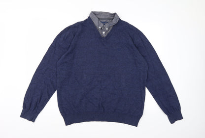 Lincoln Mens Blue  Knit Pullover Jumper Size XL
