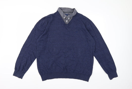 Lincoln Mens Blue  Knit Pullover Jumper Size XL