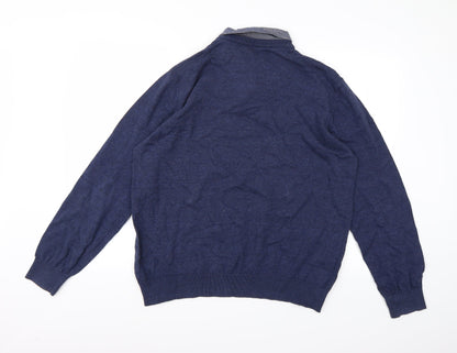 Lincoln Mens Blue  Knit Pullover Jumper Size XL