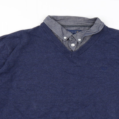 Lincoln Mens Blue  Knit Pullover Jumper Size XL