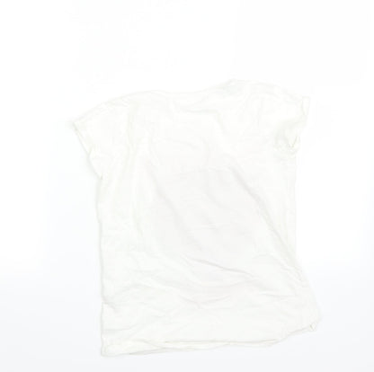 M&Co Girls White   Pullover T-Shirt Size 10-11 Years  - hearts