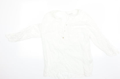 Womens UK Size 10 Apricot White Basic T-Shirt