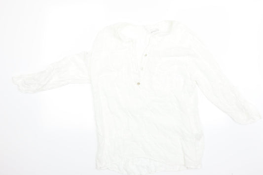 Womens UK Size 10 Apricot White Basic T-Shirt