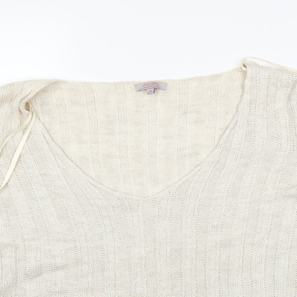 Per Una Womens Beige   Pullover Jumper Size 16