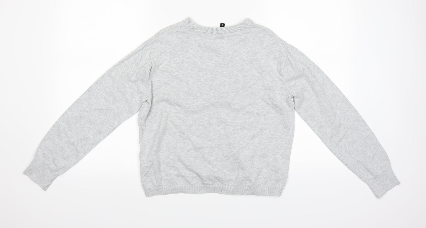 Divided Womens Grey Floral  Pullover Sweatshirt Size S