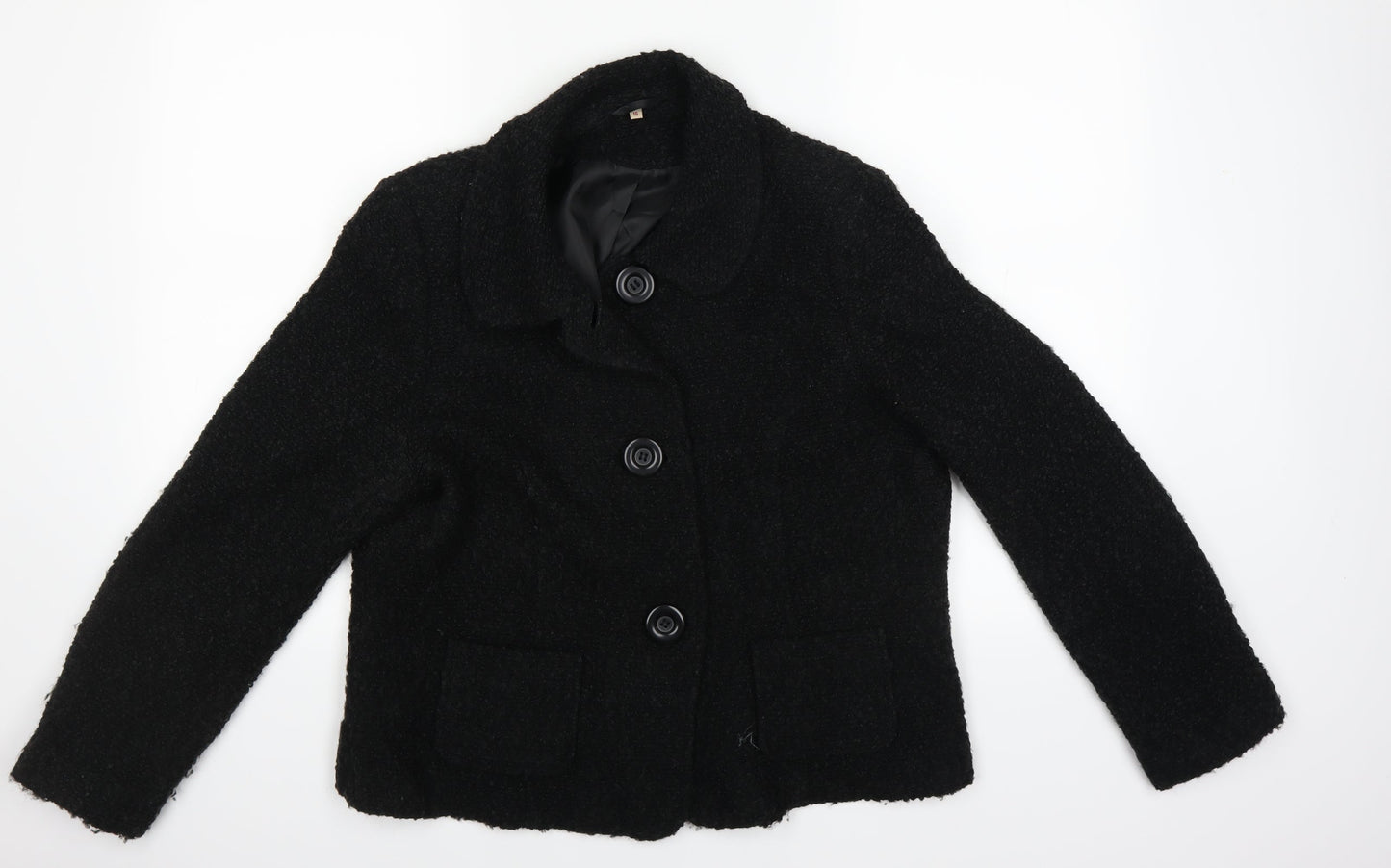 Womens UK Size 16 Preworn Black Overcoat