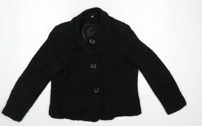 Womens UK Size 16 Preworn Black Overcoat