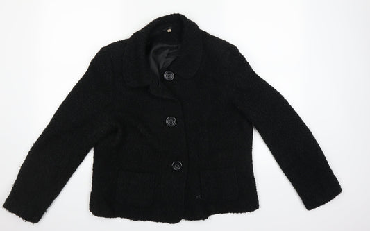 Womens UK Size 16 Preworn Black Overcoat