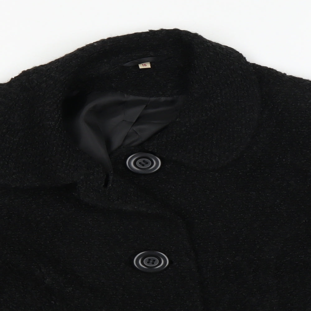 Womens UK Size 16 Preworn Black Overcoat