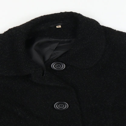 Womens UK Size 16 Preworn Black Overcoat