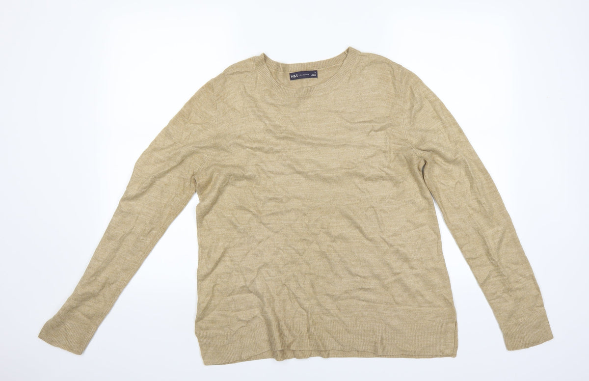 Marks & Spencer Womens Beige   Pullover Jumper Size 14
