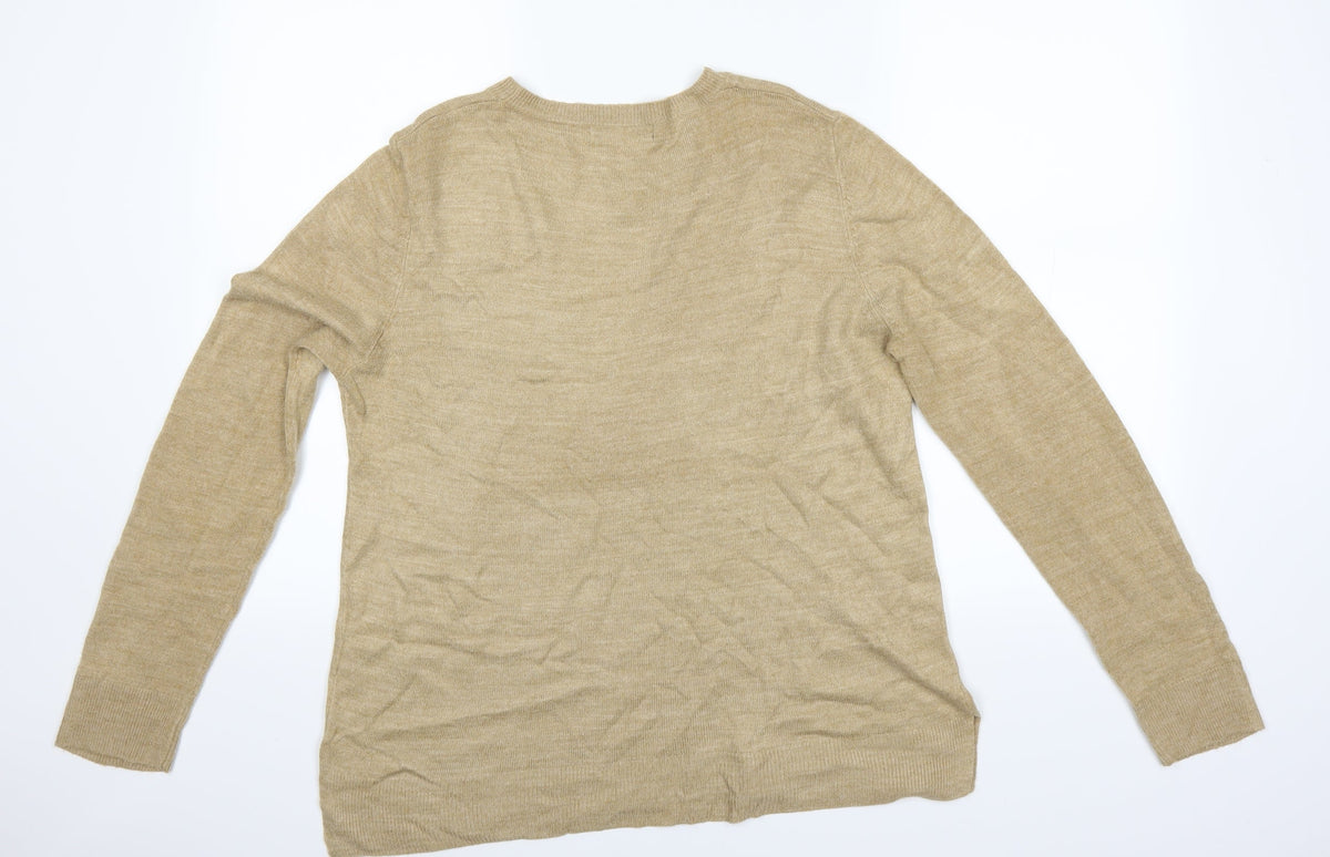 Marks & Spencer Womens Beige   Pullover Jumper Size 14