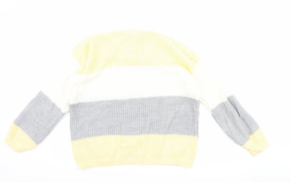 CHIC Womens Yellow Striped  Pullover Jumper Size L