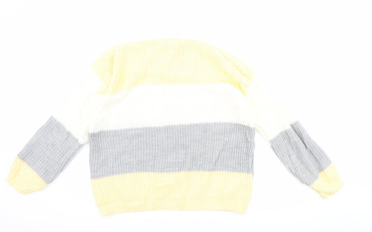 CHIC Womens Yellow Striped  Pullover Jumper Size L