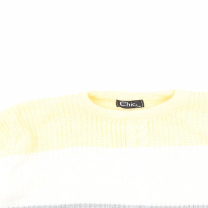 CHIC Womens Yellow Striped  Pullover Jumper Size L