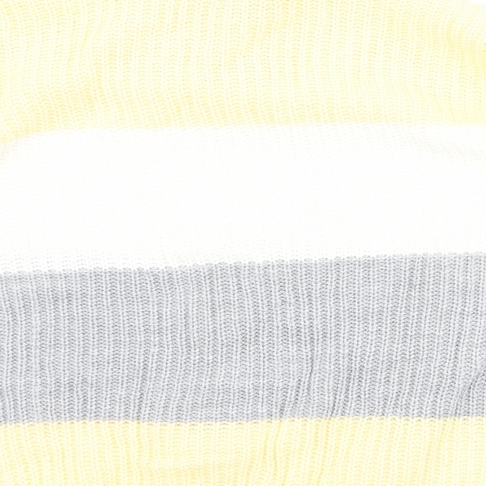 CHIC Womens Yellow Striped  Pullover Jumper Size L