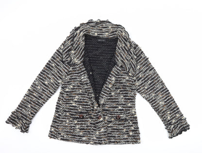 Sky Designs Womens Black Striped  Jacket Blazer Size M