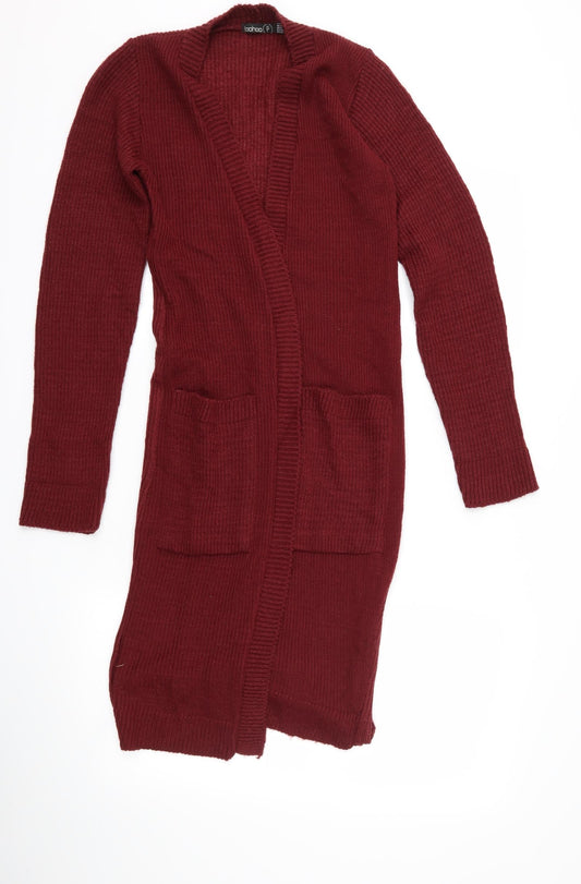Boohoo Womens Red   Jacket Coatigan Size 4