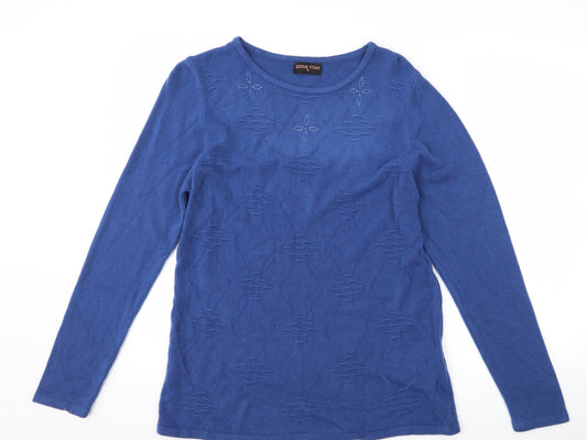 anna rose Womens Blue Argyle/Diamond  Pullover Jumper Size XL