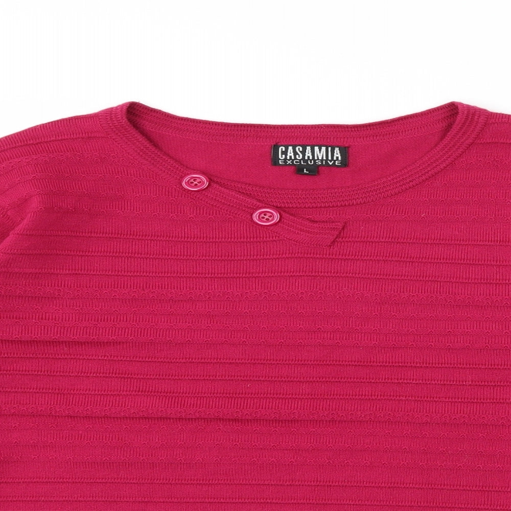 Casamia Womens Pink Knit Pullover Jumper Size L