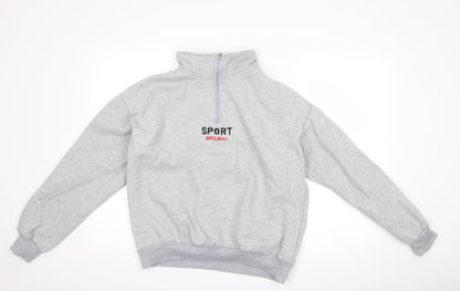Fashion Womens Grey   Henley Sweatshirt Size L