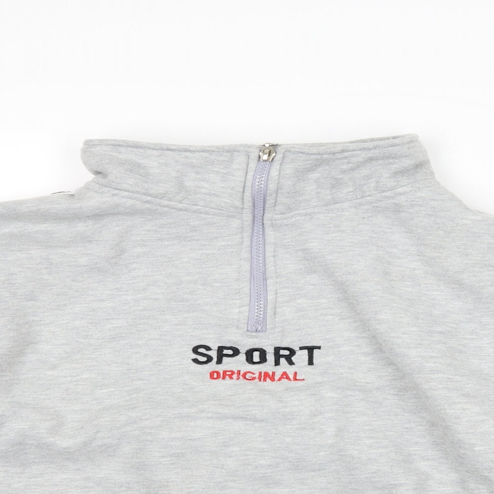 Fashion Womens Grey   Henley Sweatshirt Size L