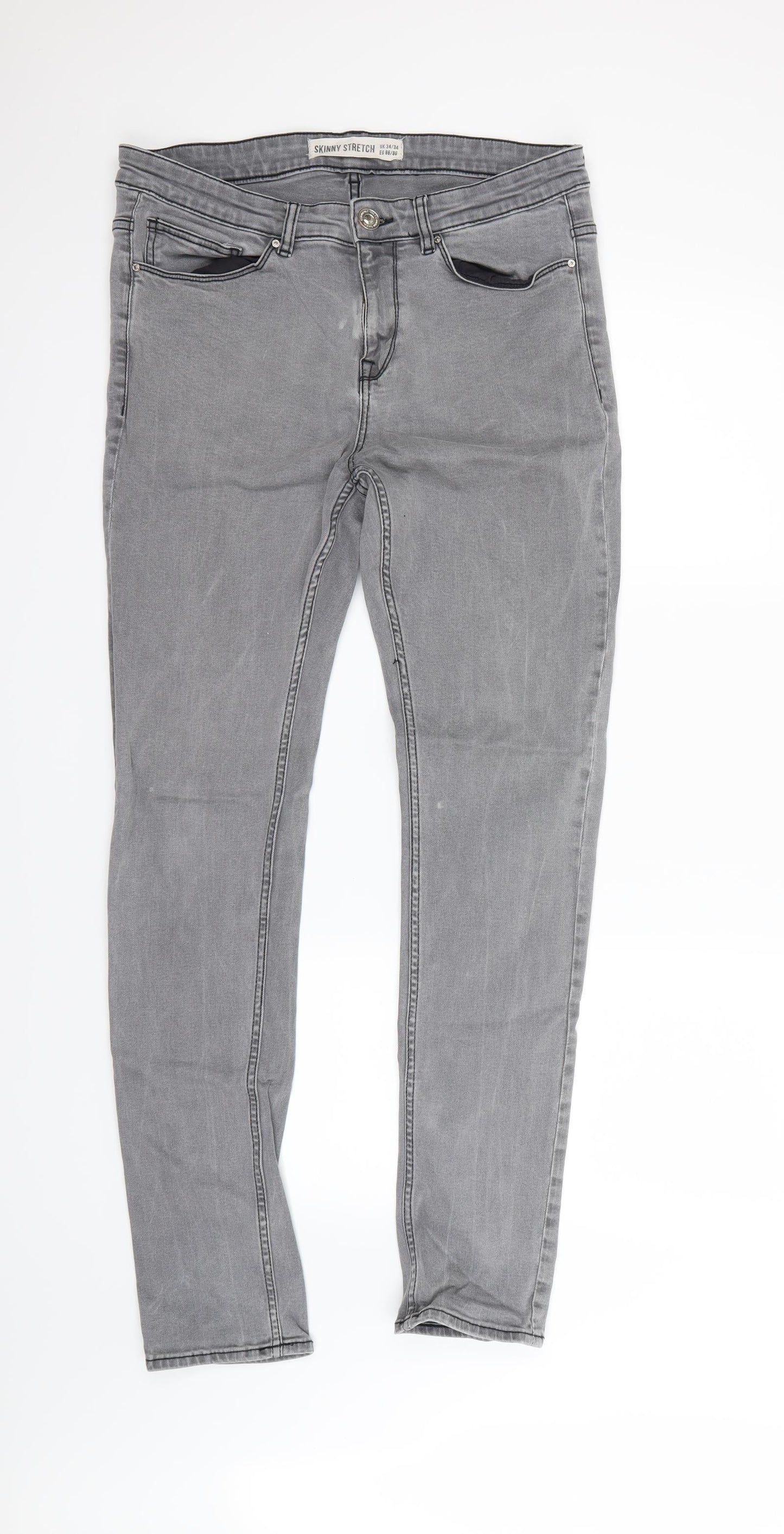 New Look Womens Grey   Straight Jeans Size 34 in L26 in