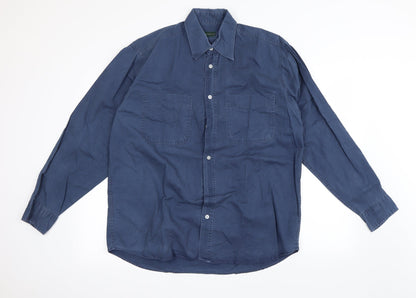 Mens UK Collar Size M Preworn Smart Blue  Dress Shirt